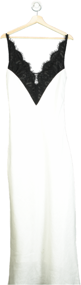 DISSH White and Black Hazel Lace & Linen Maxi Dress UK 10