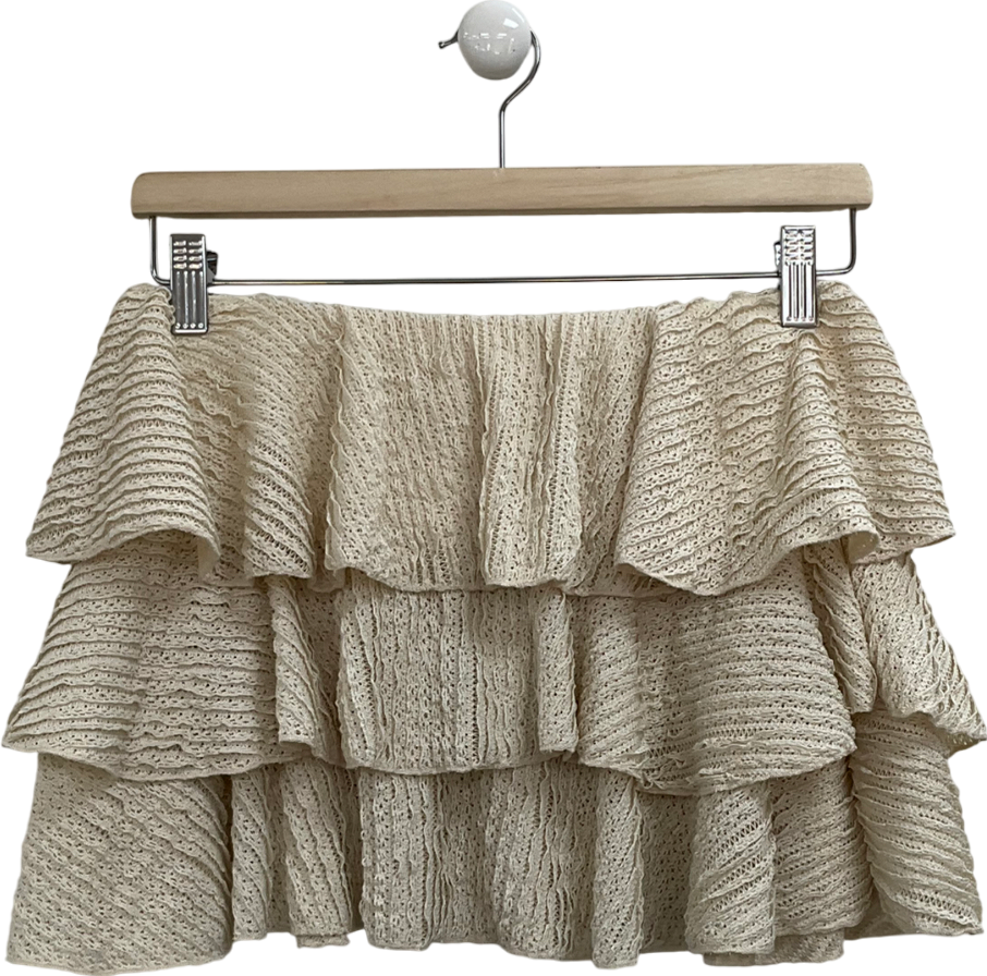 Ego Beige Tiered Mini Skirt UK 10