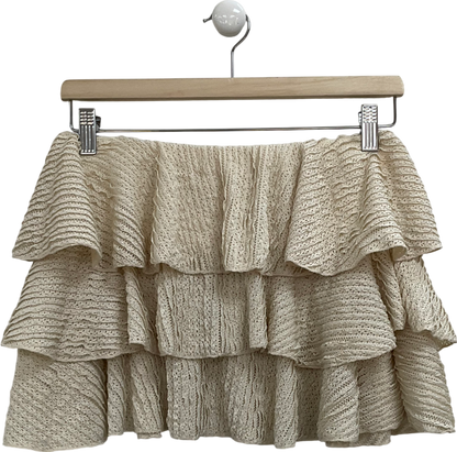 Ego Beige Tiered Mini Skirt UK 10