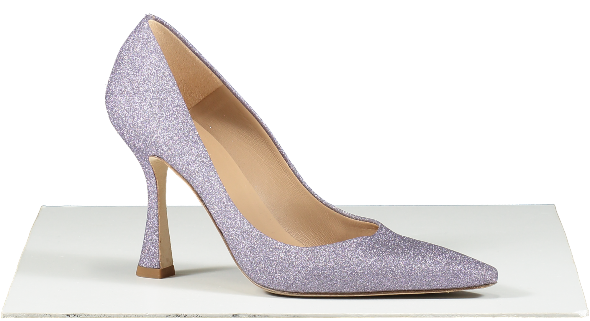 L.K.Bennett Purple Dazzle Lilac Glitter Fabric Flared Heel Courts UK 7 EU 40 👠