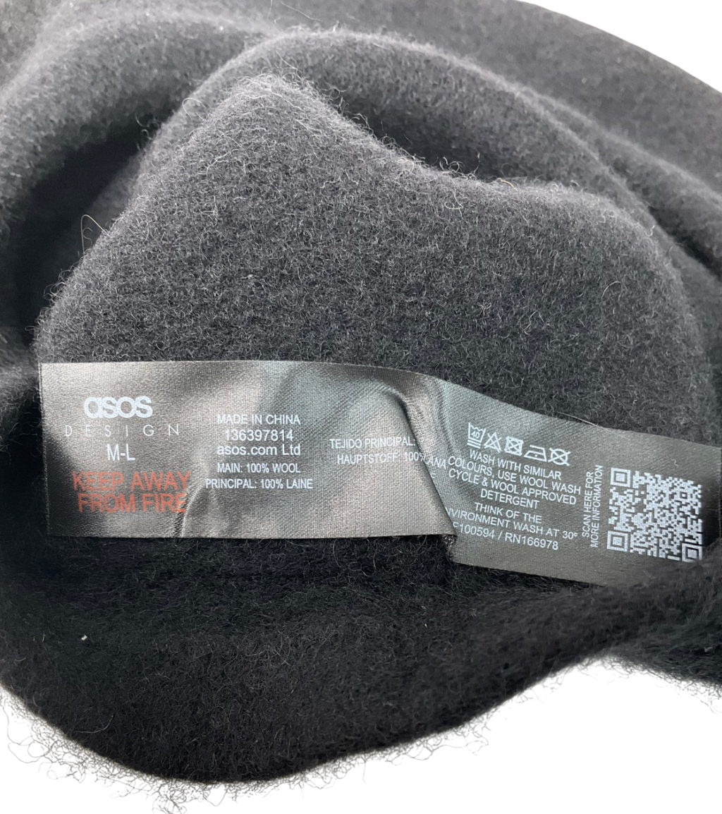 ASOS Wool Beret In Black UK M/L