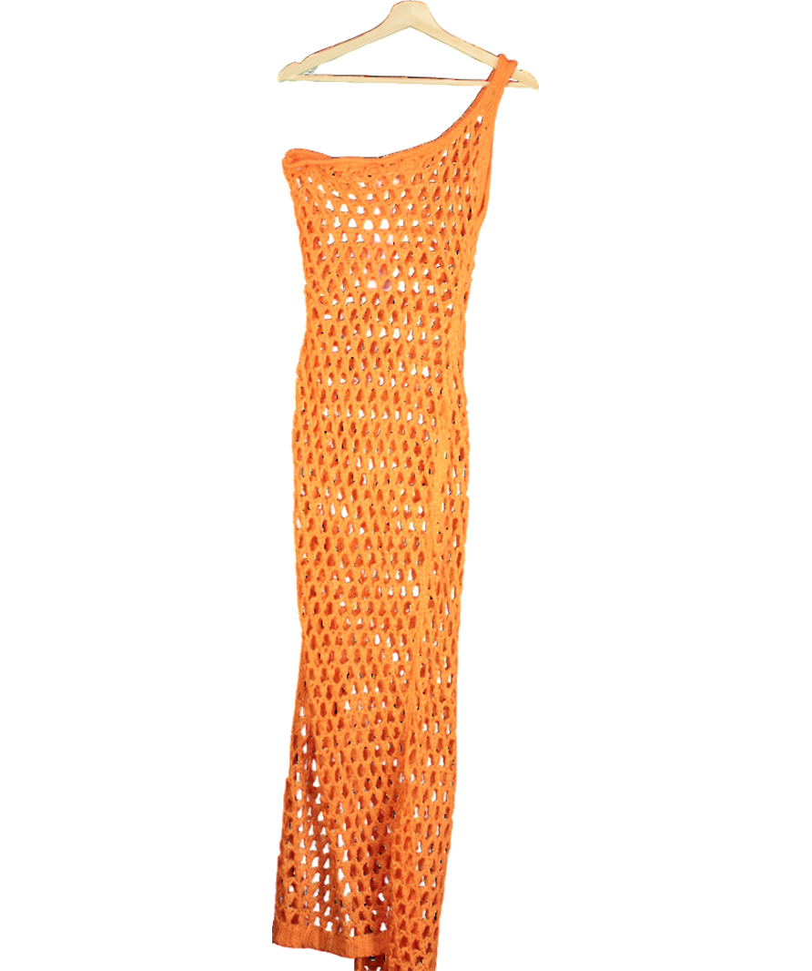 White Fox Orange In My Feelings Crochet Maxi Dress UK L/XL