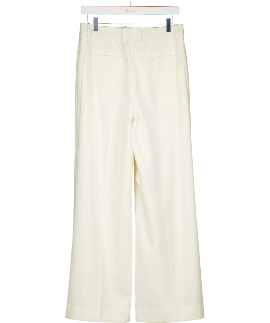 REISS Cream Leanna Tux Wide Leg Trousers - Petite Length UK 10