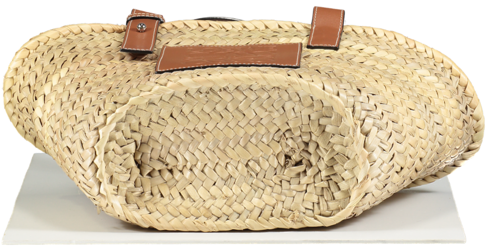 Loewe Beige Puzzle Woven Straw Basket Bag (small)