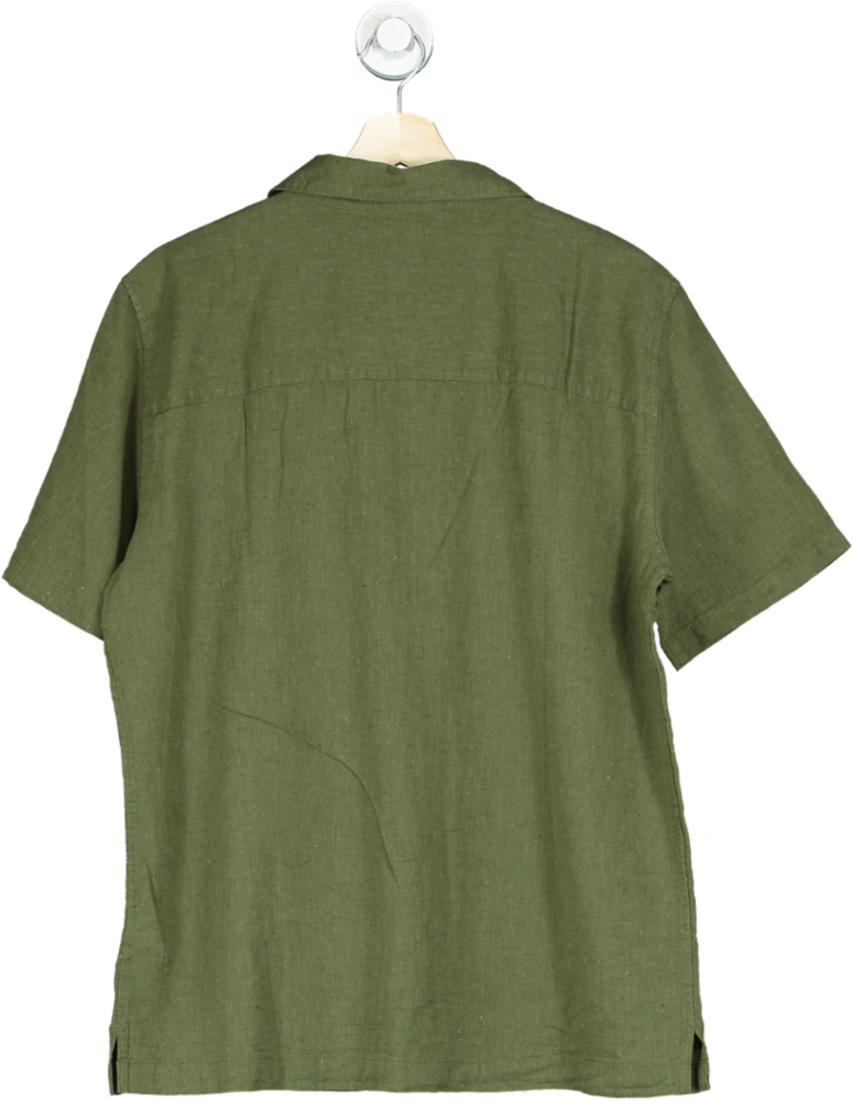 GAP Olive Green Linen Blend Short Sleeve Shirt UK S