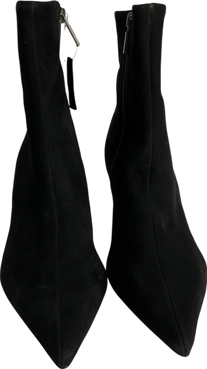 Next Black Suede Forever Comfort Pointed Toe Skinny Heeled Ankle Boots UK 5 EU 38 👠