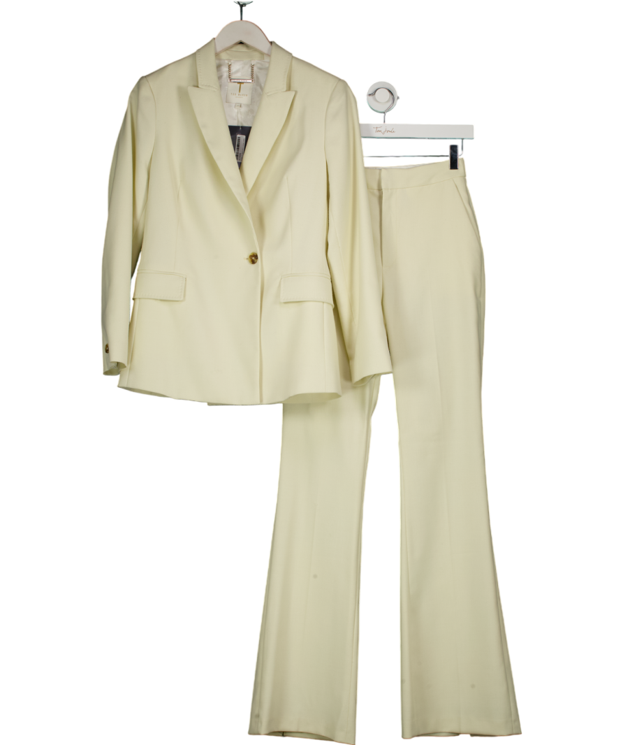 Ted Baker Cream 2-piece Blazer ( Uk 8) And Joannit Tab-detail Wide-leg Woven Trousers UK 6