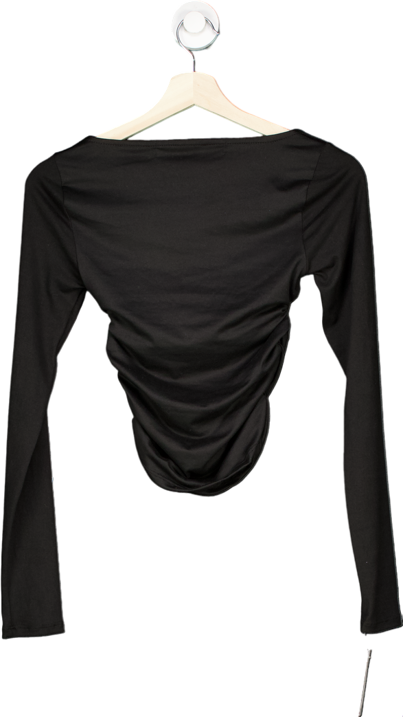 Silence+Noise Black Long Sleeve Ruched Top UK M