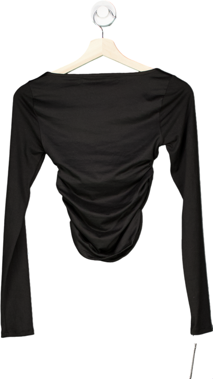 Silence+Noise Black Long Sleeve Ruched Top UK M
