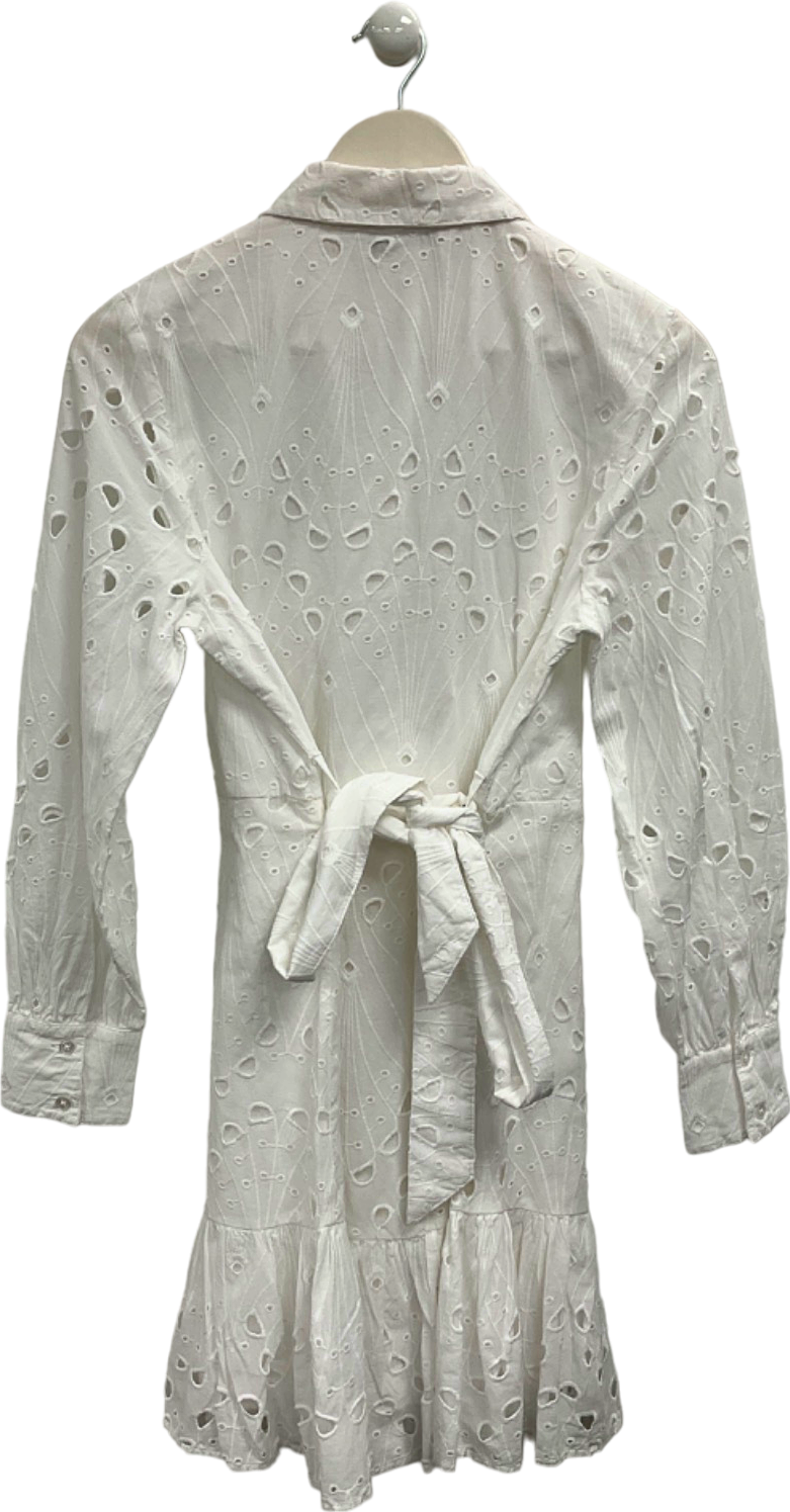 Tu White Embroidered Shirt Dress UK 10