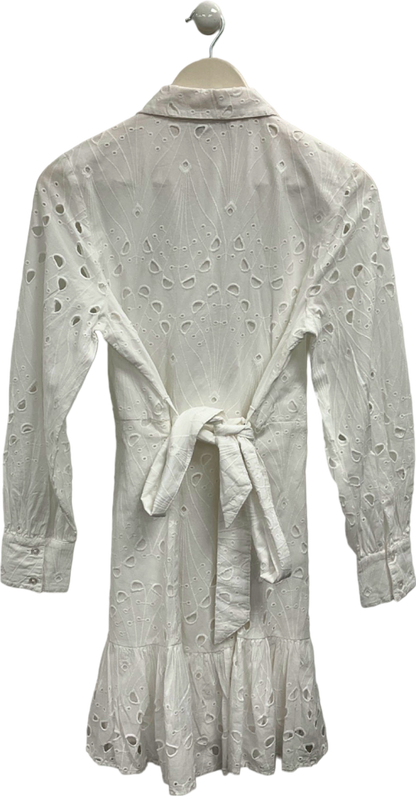 Tu White Embroidered Shirt Dress UK 10