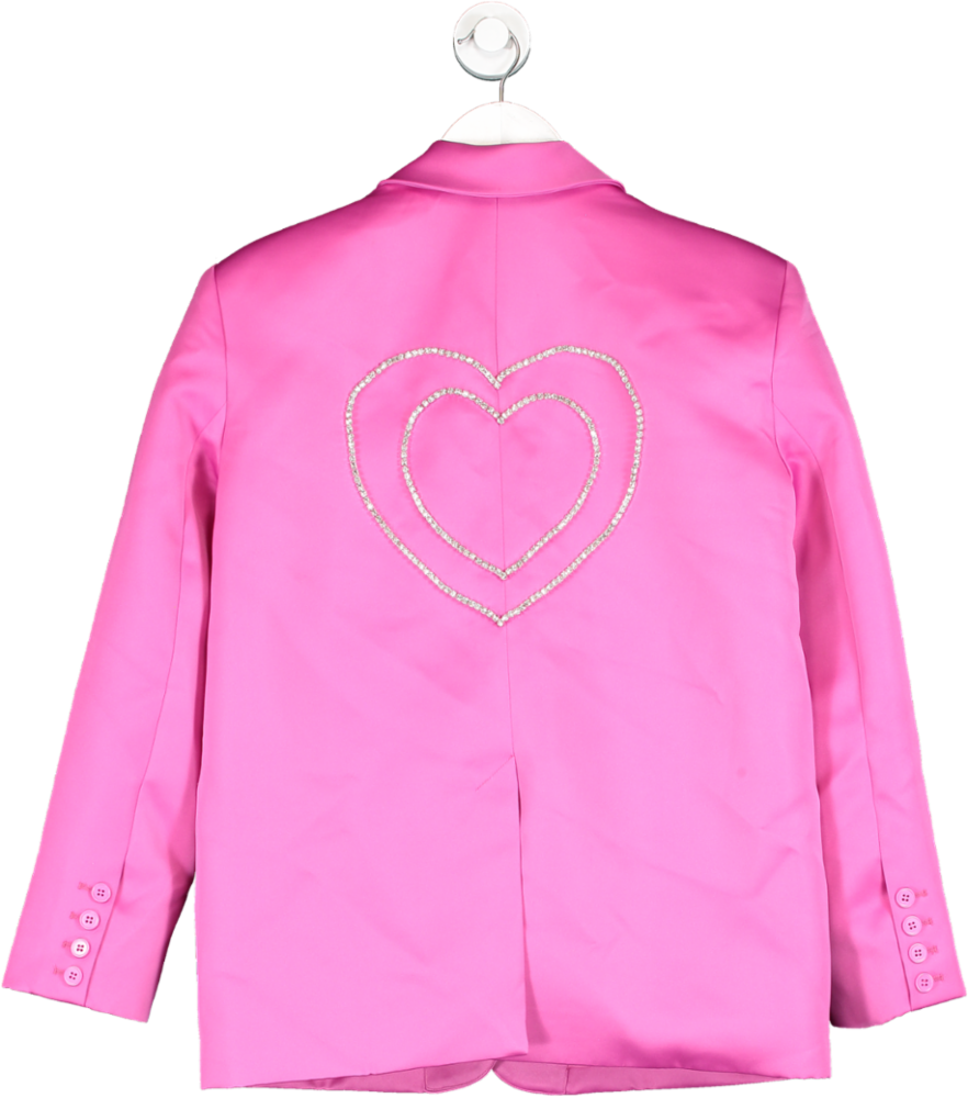 Nasty Gal Pink Premium Heart Embellished Blazer UK 8