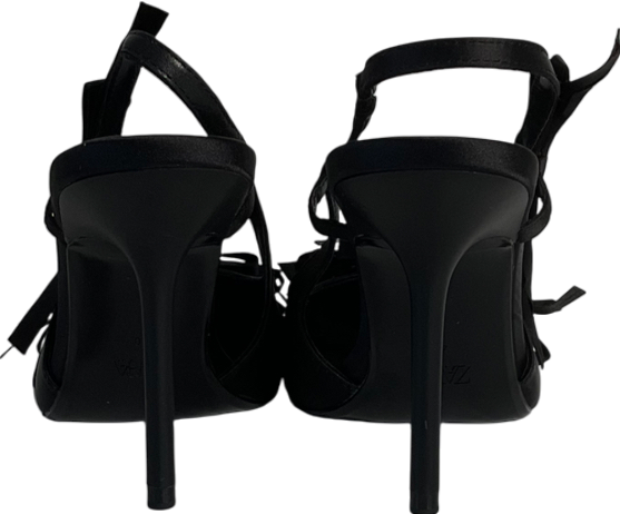 ZARA Black Multi Bow Detail With Buckle Fastening Heels UK 7 EU 40 👠