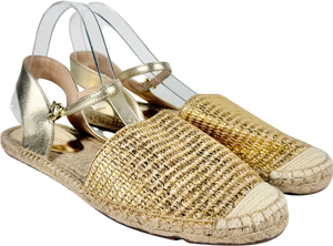 Talbots Metallic Natural Izzy Dorsay Espadrilles Flats UK 7.5 EU 40.5