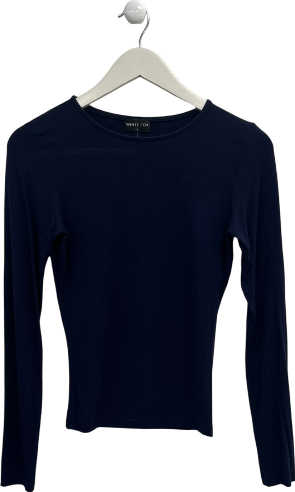 White Fox Blue Only For Tonight Long Sleeve Top Navy UK M
