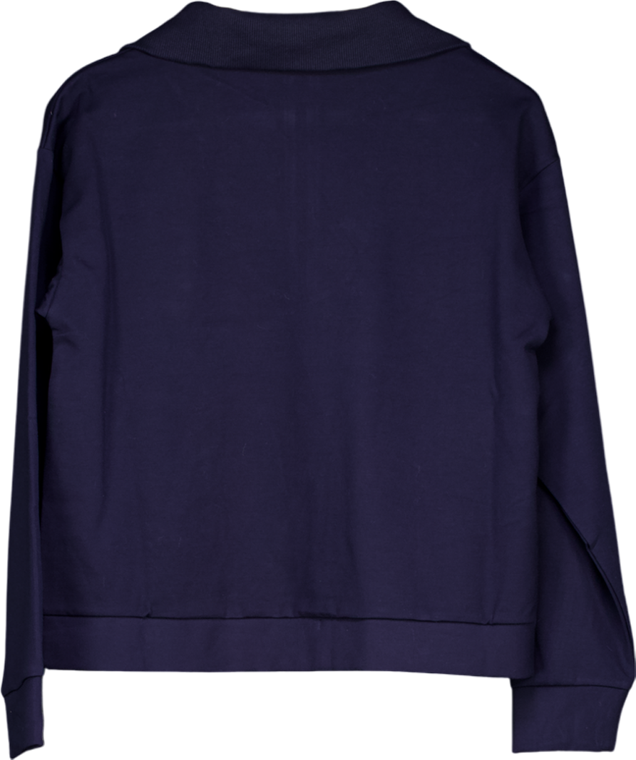 MANGO Blue Perkins-neck Sweater With Zip UK XS