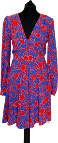 Pinko Blue / Red Floral Long Sleeve Dress UK 8