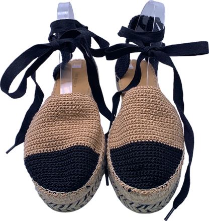 Free People Black/Tan Island Time Wrap Platform Espadrilles EU 41 UK 8