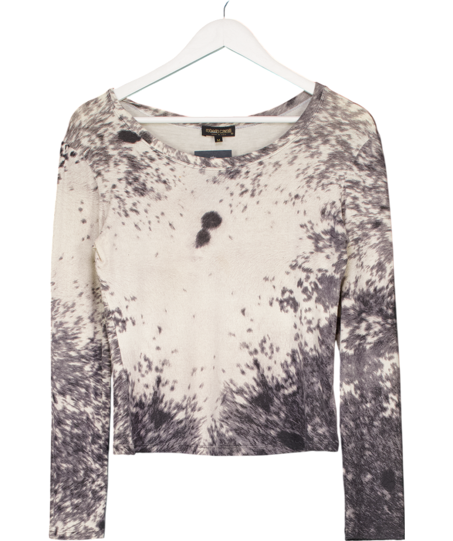 Roberto Cavalli Grey Abstract-print Top UK M