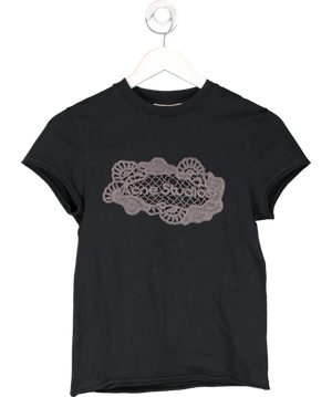 Acne Studios Black Crochet Embellished Logo Tee UK XS