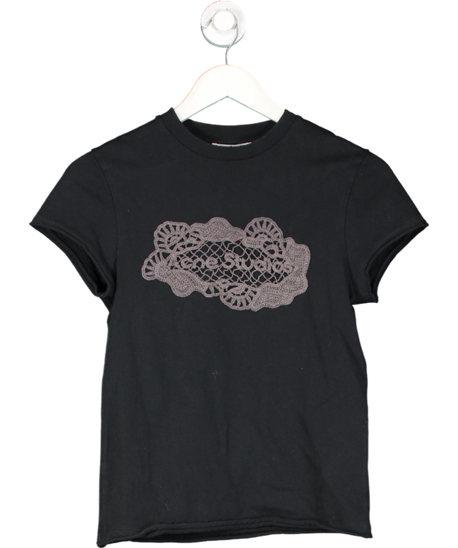 Acne Studios Black Crochet Embellished Logo Tee UK XS