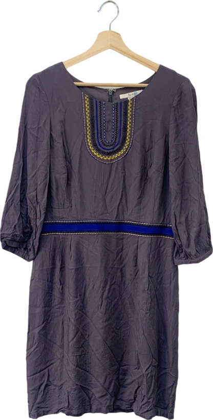 Boden Purple Embroidered Shift Dress UK 8