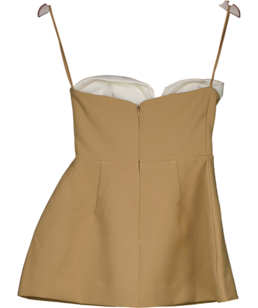 odd muse Beige Formal Bardot Strapless Top UK XS