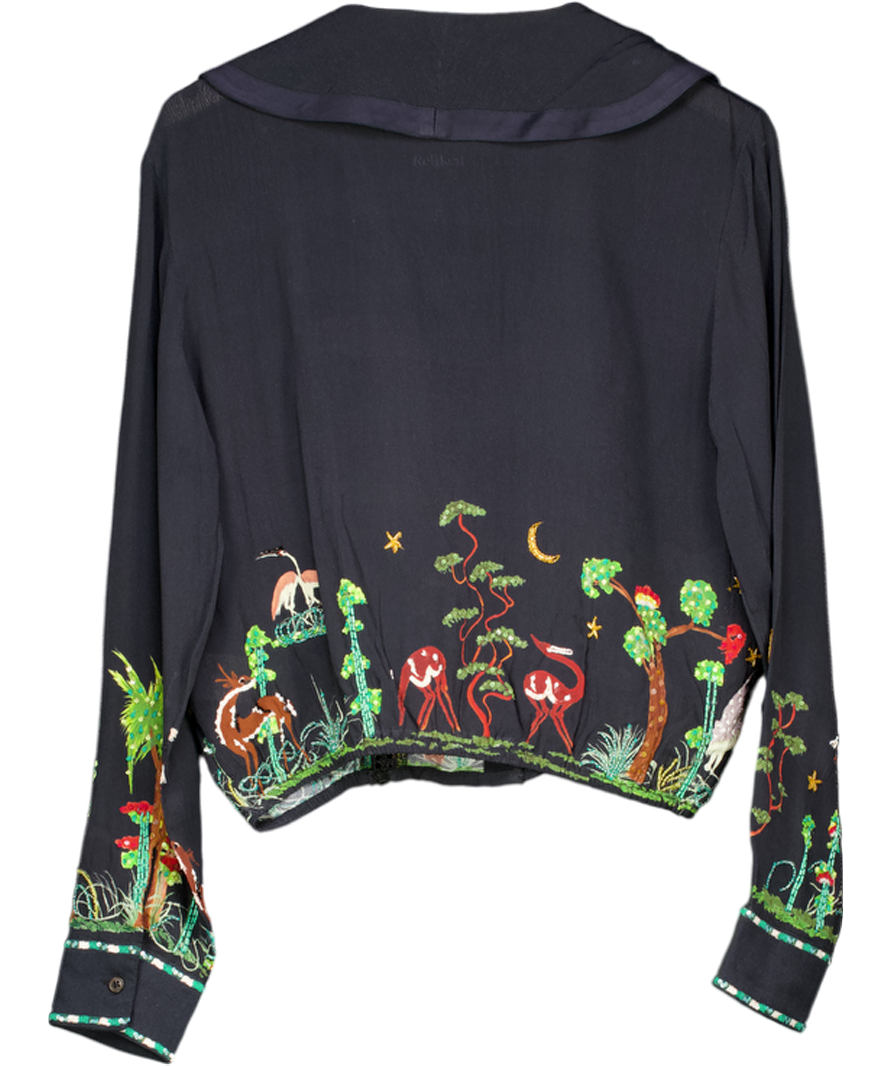 Hayley Menzies Black Memories Of Utopia Embellished Crepe Blouse UK S
