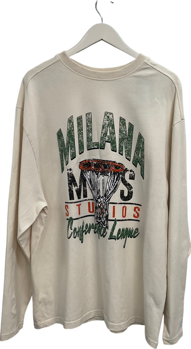 Milana Studios Cream Basketball Ball Logo Heavy Long Sleeve Tee75 UK L