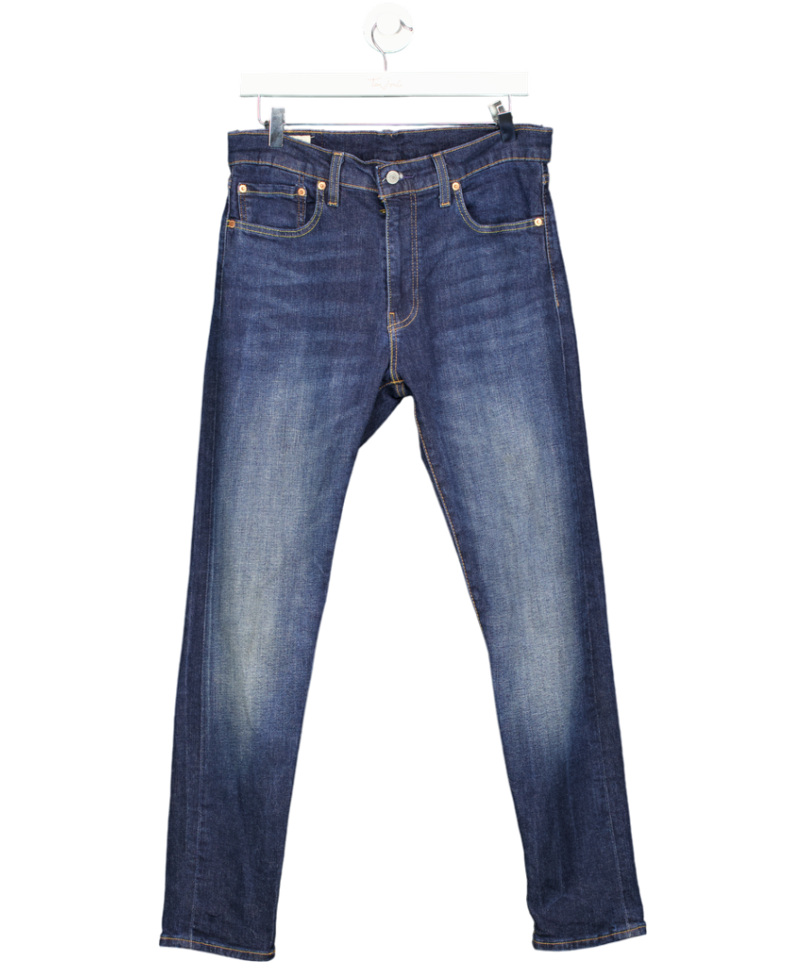 levis Blue Mid Rise Straight Leg Jeans W32