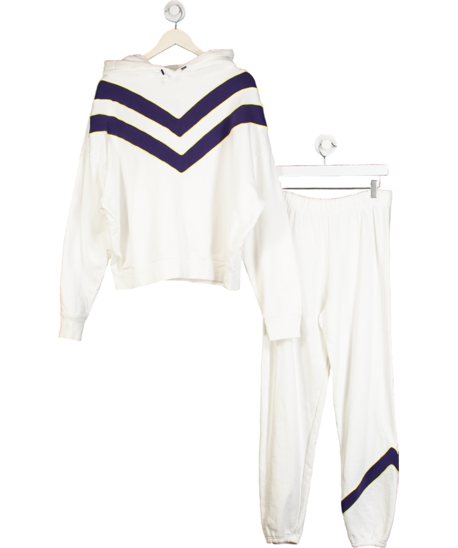 Tory Burch 2-piece White Chevron Hoodie And Joggers Tracksuit Set UK M