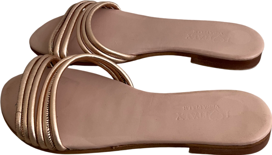 I Love Italy Metallic Strappy Leather Sandals UK 3 EU 36 👠