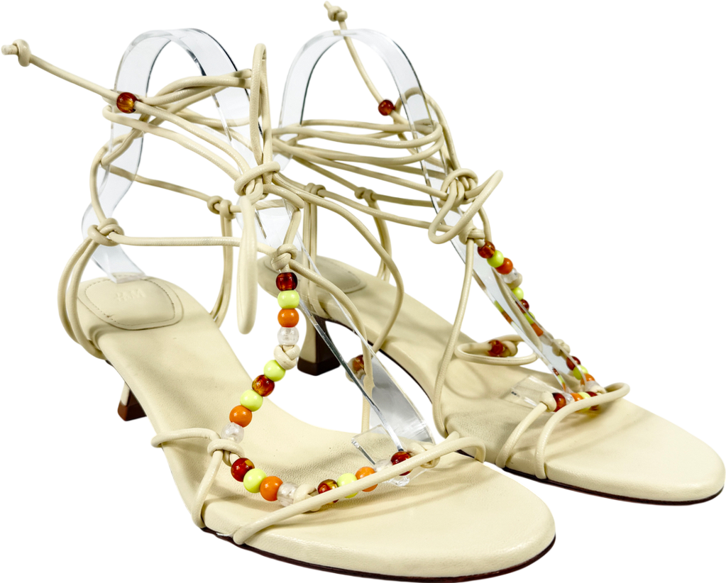 H&M Yellow Kitten-heeled Strappy Sandals UK 5 EU 38