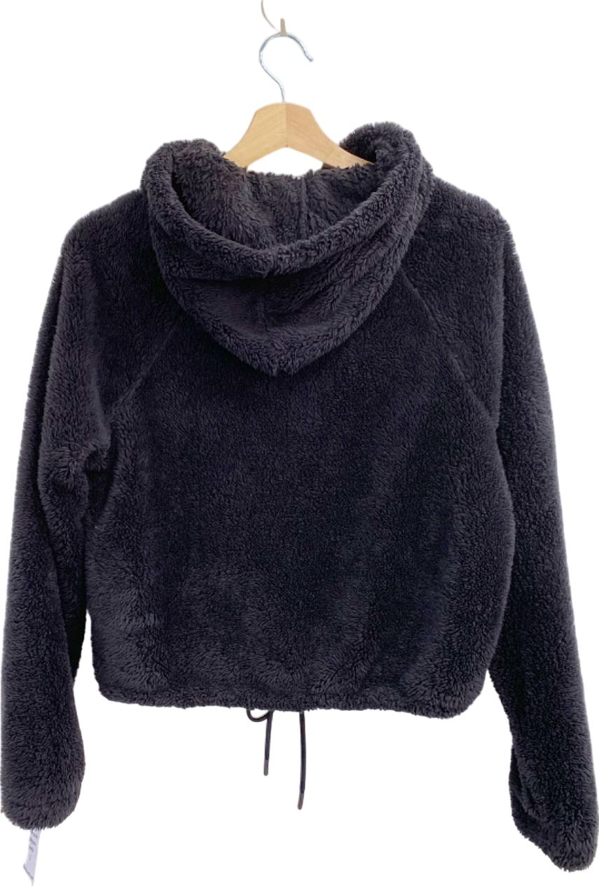 H&M Black Fuzzy Hooded Sweater UK 12