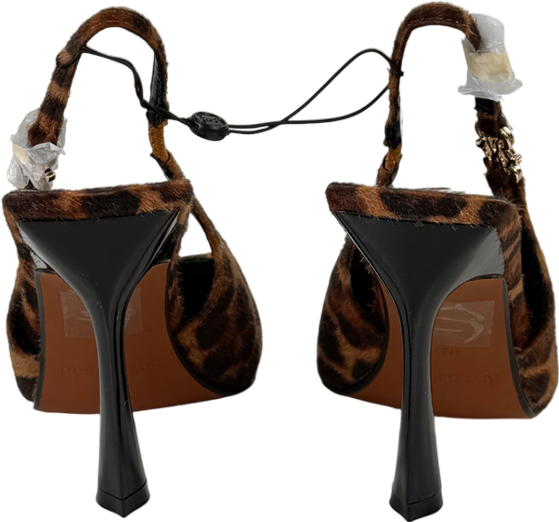 River Island Brown Leopard Print Slingback Court Heels UK 4 EU 37
