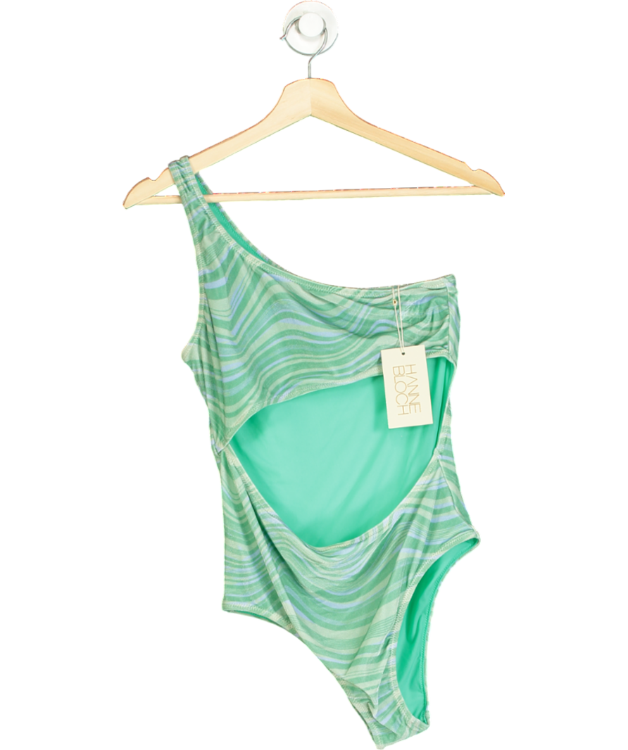 Hanne Bloch Green Ocean Wave Cut-out Swimsuit UK M