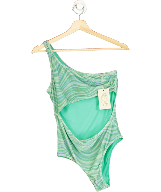 Hanne Bloch Green Ocean Wave Cut-out Swimsuit UK M