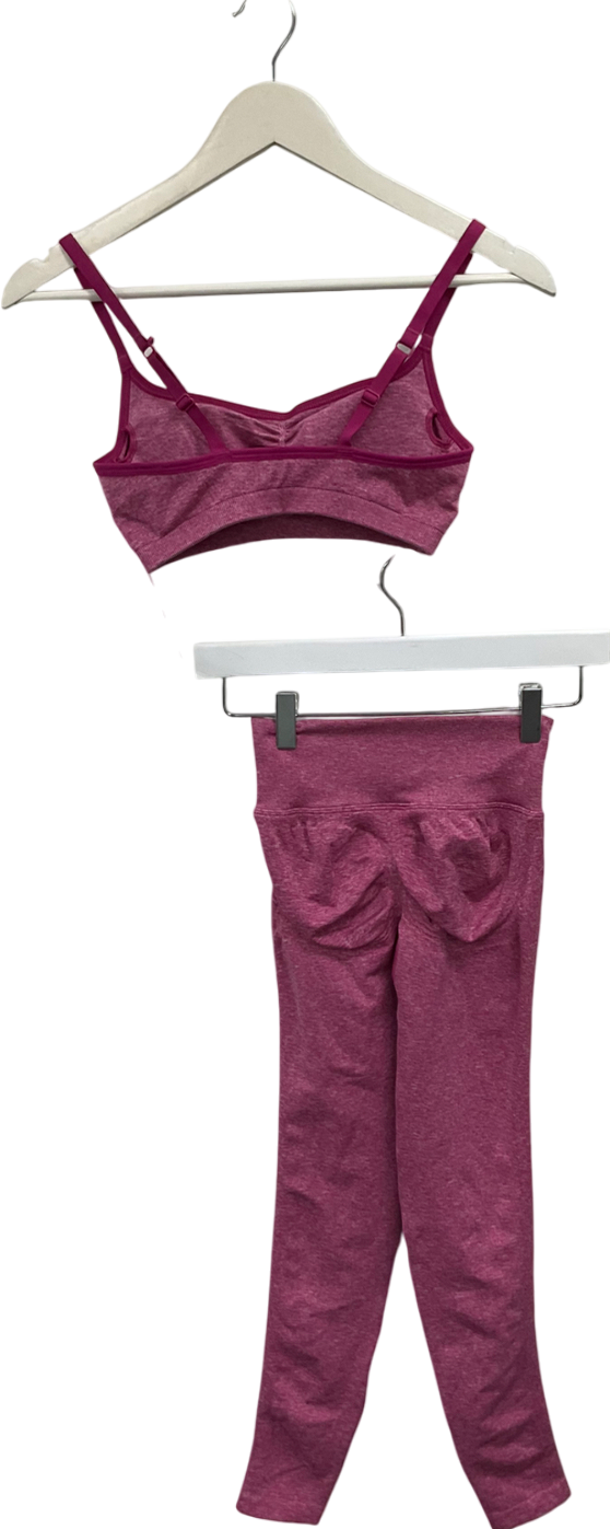 gymshark Pink Lift Seamless Leggings And Ruched Crop Top UK XS/S