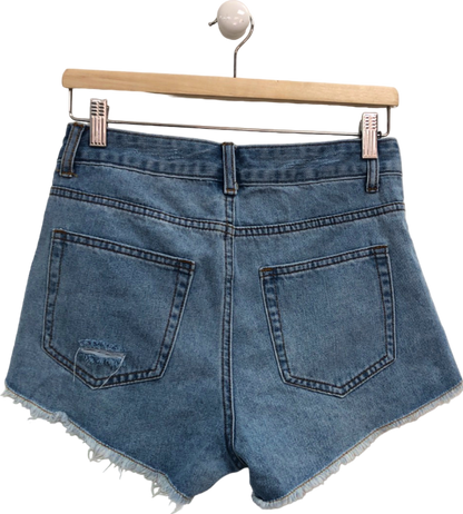 White Fox Blue Denim Shorts UK XS