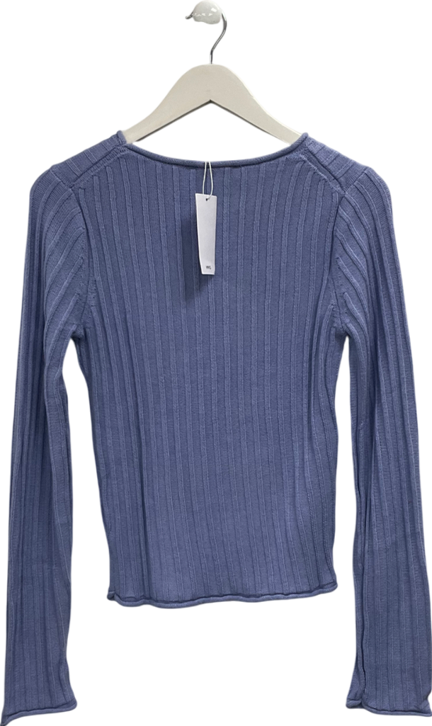 MANGO Blue Long Sleeve Ribbed Sweater UK M