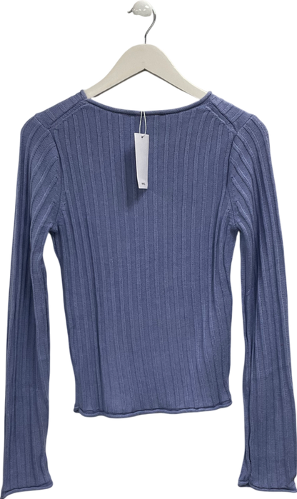 MANGO Blue Long Sleeve Ribbed Sweater UK M