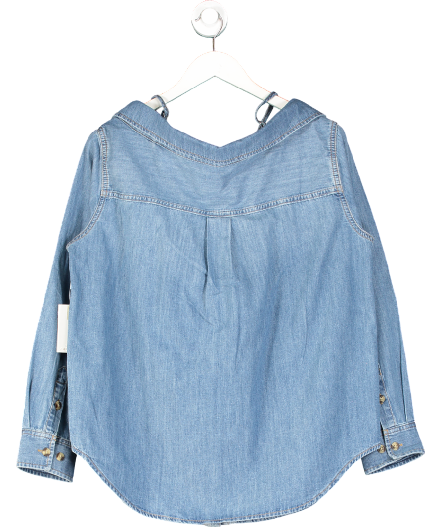 Good American Blue Denim Off-the-shoulder Shirt UK S