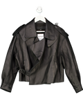 MEOTINE Black Leather Cross Over Jacket UK S/M