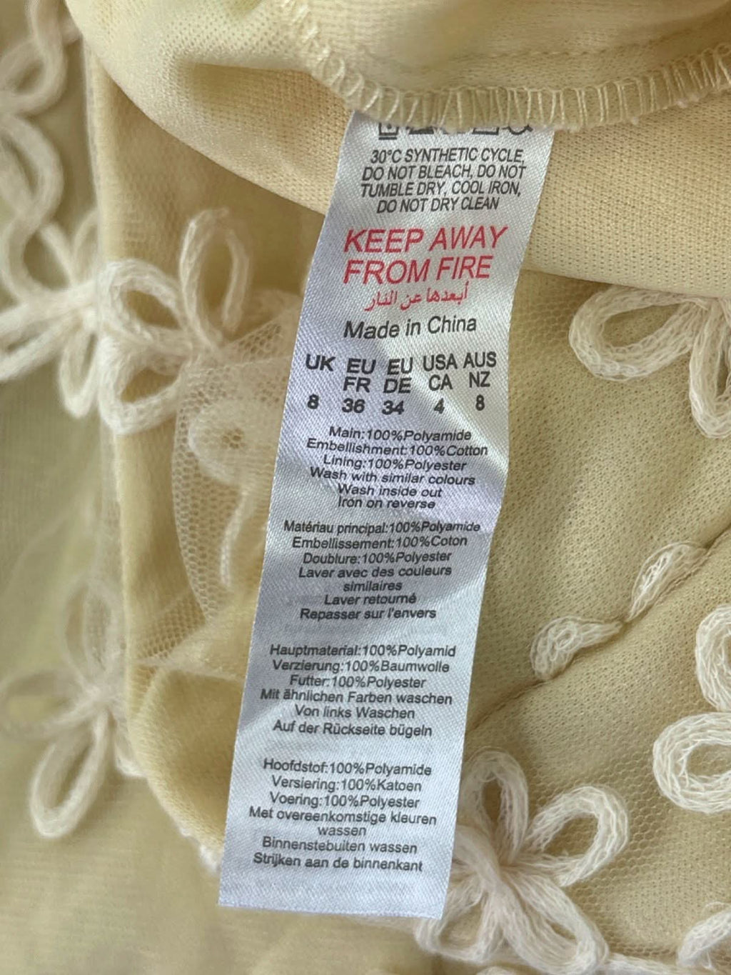 PrettyLittleThing Yellow Floral Embroidered Skirt UK 8