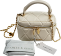 CHARLES & KEITH Cream Arwen Quilted Top Handle Vanity Bag
