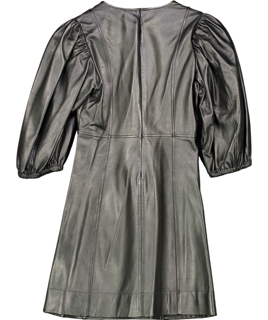 Ganni Black Lambs Leather Dress UK 6