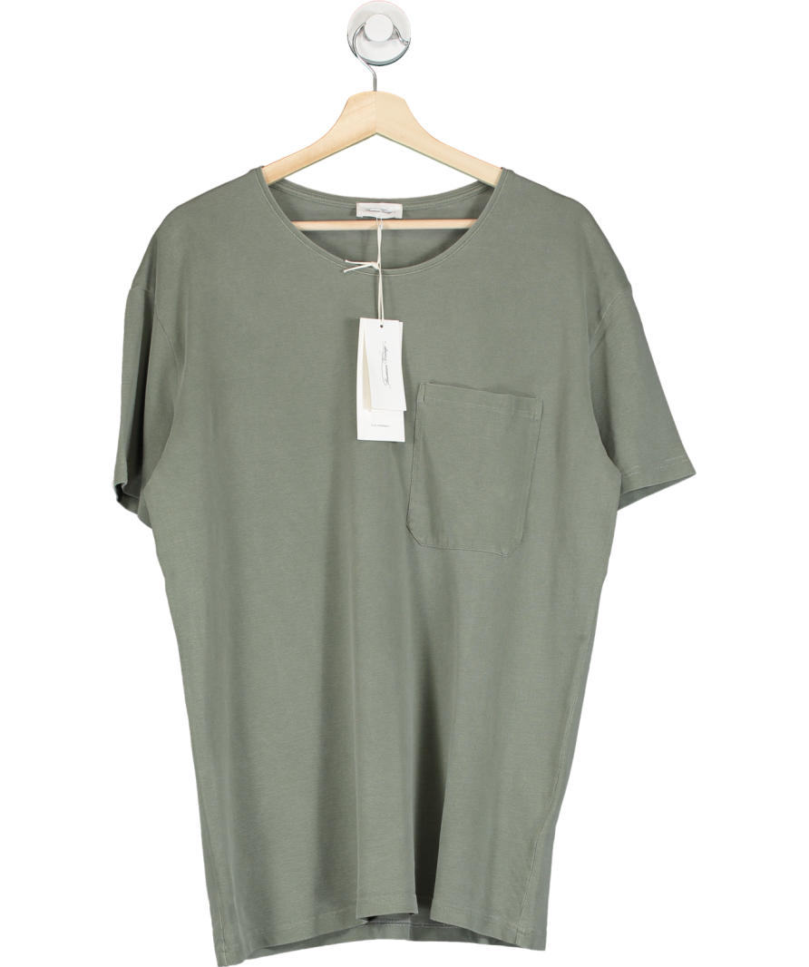 American Vintage Olive Green Pocket Detail Organic Cotton T-shirt UK XL