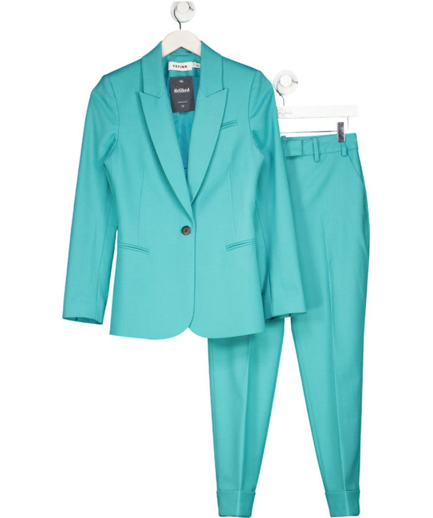 CEFINN Green 2-piece Jamie New Wool Blazer & Clement Easy Waist Turn Up Trouser Set UK 6