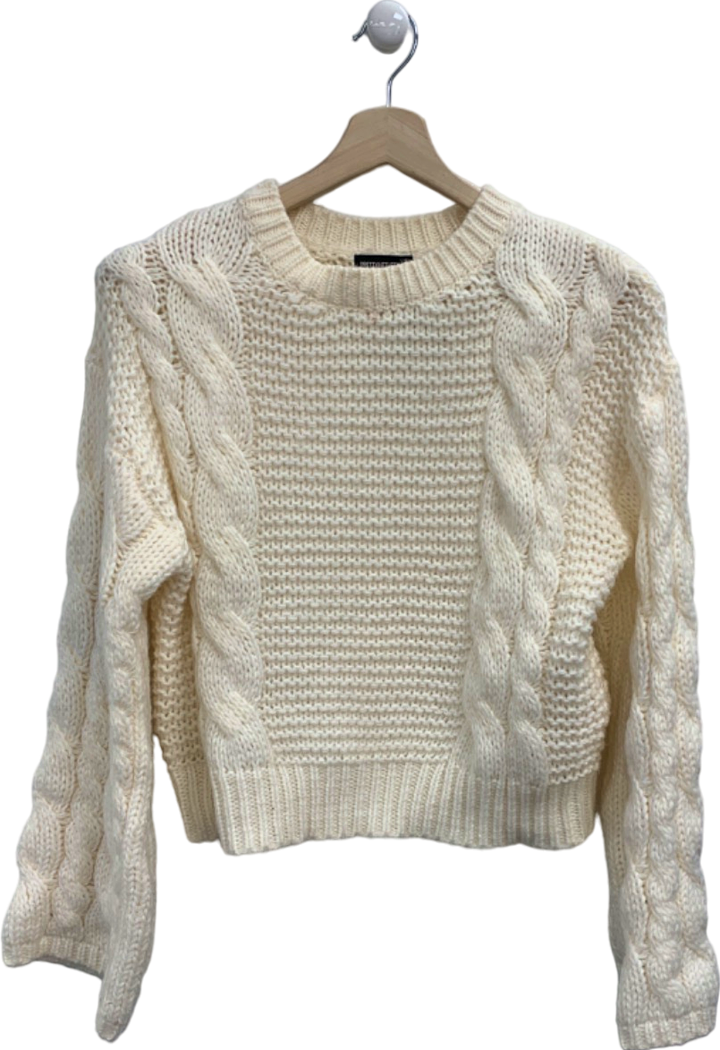 PrettyLittleThing Cream Cable Knit Jumper XS