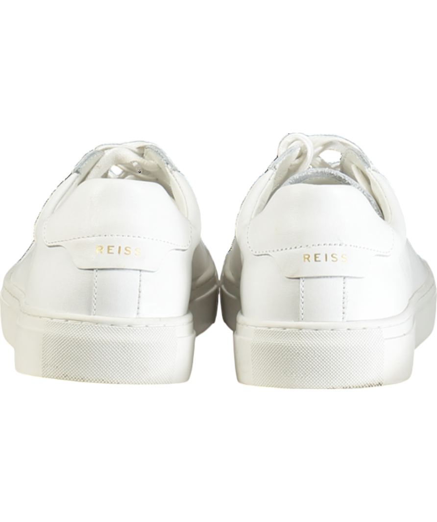 REISS White Finley Low Top Leather Trainers UK 9 EU 43 👞